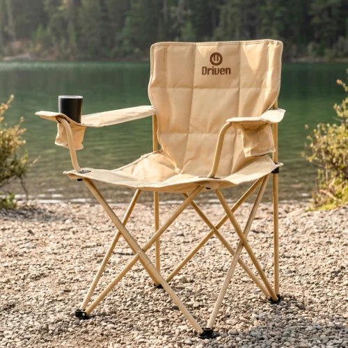 Sillon plegable camping c/ porta vasos Beige Pola